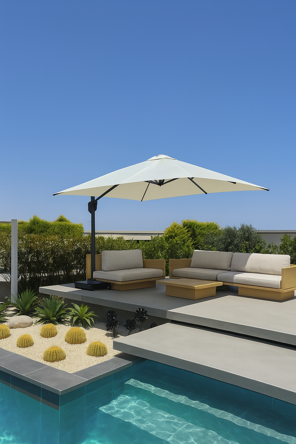 Milano Yandan Kollu Şemsiye 3x3 m.