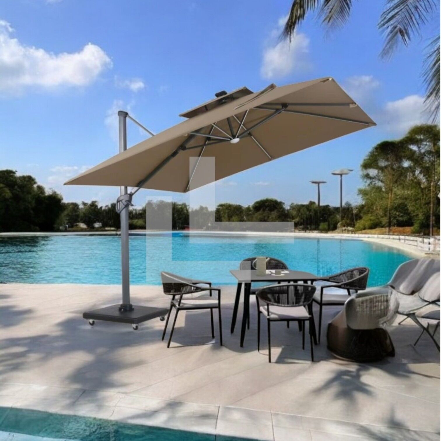 Roma Yandan Kollu Şemsiye 3x3 m.