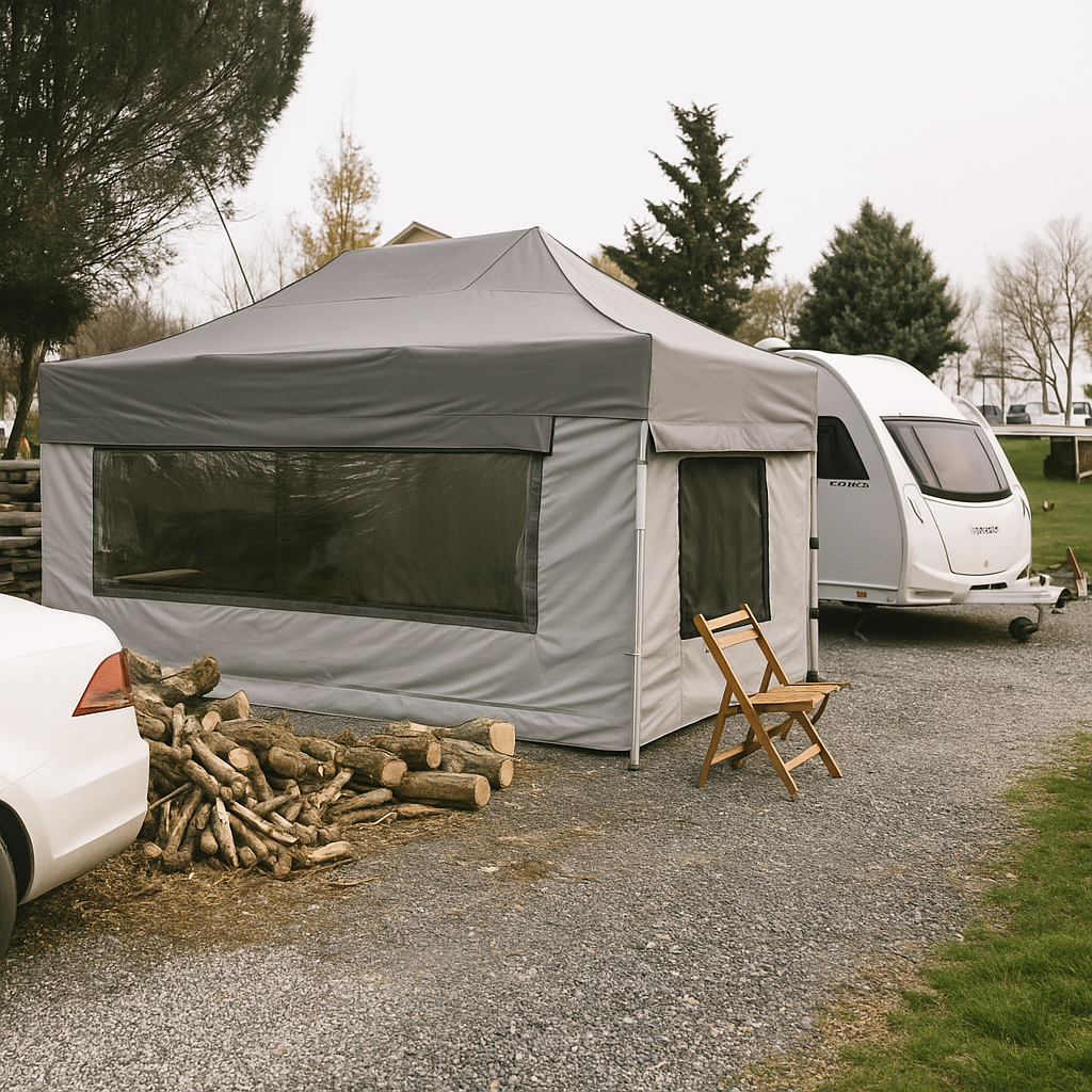 Karavan Çadırı Kış Bahçesi 3x4,5 m. Açık Gri