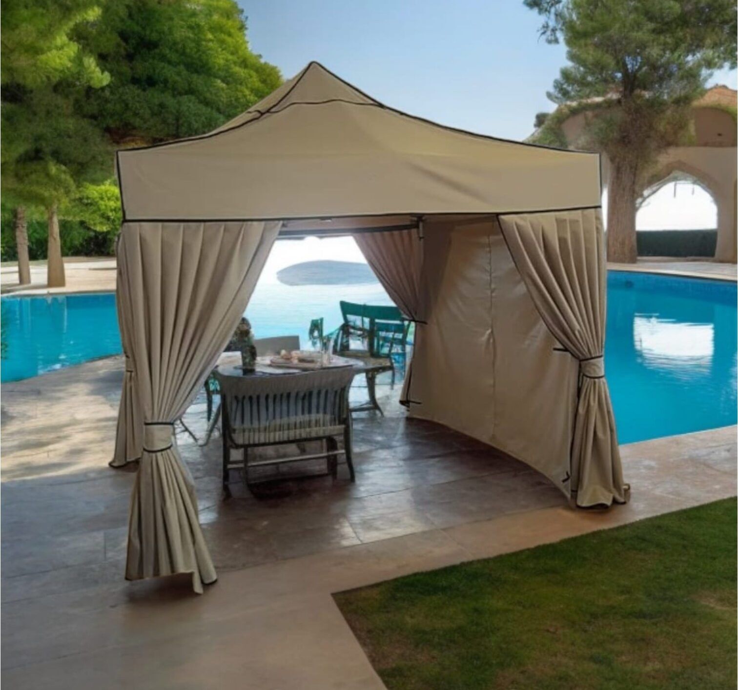 Bahçe Çadırı 3x3 m. Hareketli Perdeli + Sineklikli
