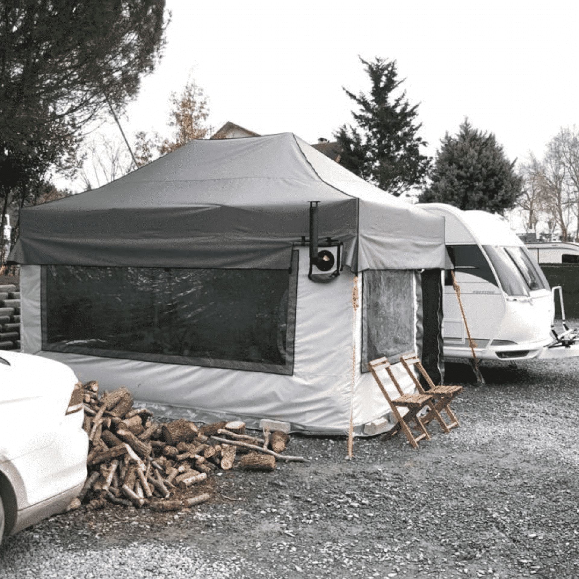 Karavan Kış Bahçe 3x4,5 m. Açık Gri