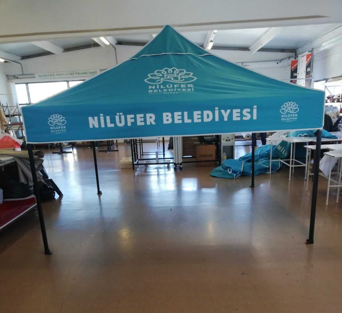 Taziye Çadırı 3x3 m Turkuaz 40 mm Siyah Çelik Profil