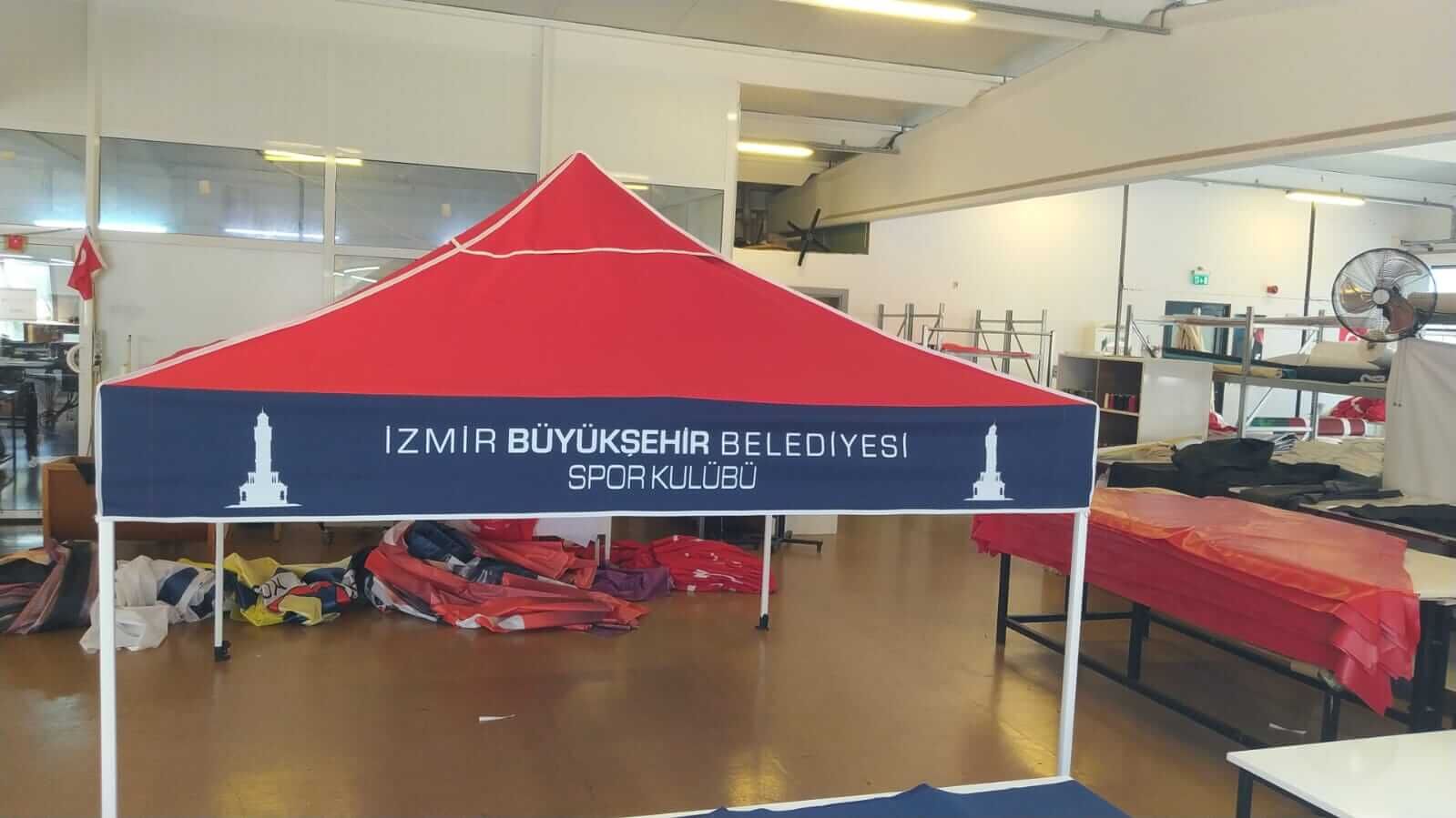 Gazebo Taziye Çadırı İzmir 3x3 m. Mavi Kırmızı 2 Renkli