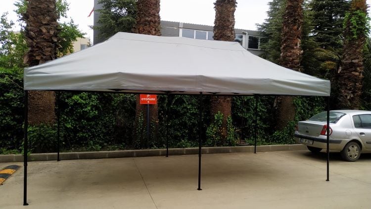 Bahçe Çadırı 3x6 m. - Antrasit Gri - 40 mm Siyah Çelik
