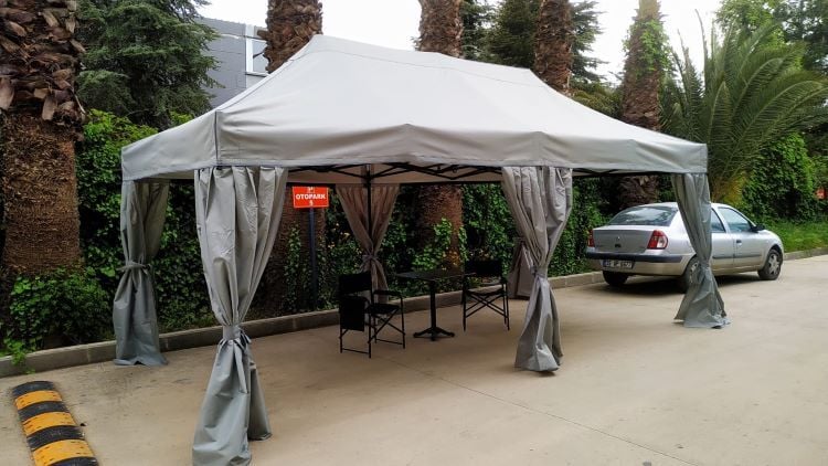 Bahçe Çadırı 3x6 m. - Antrasit Gri - 40 mm Siyah Çelik