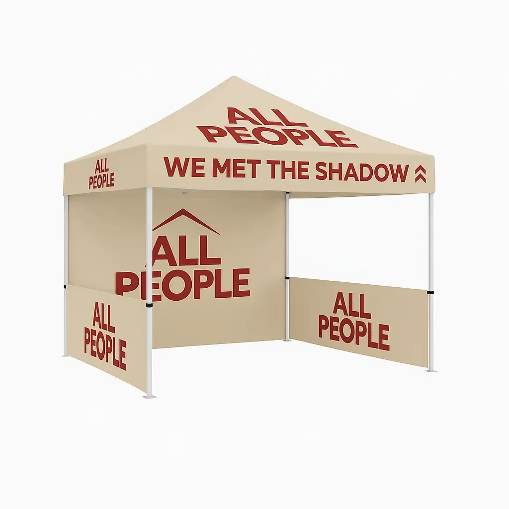 Baskılı Aura Gazebo Çadır 3x3 m. (2 Yarım + 1 Tam Duvarlı)