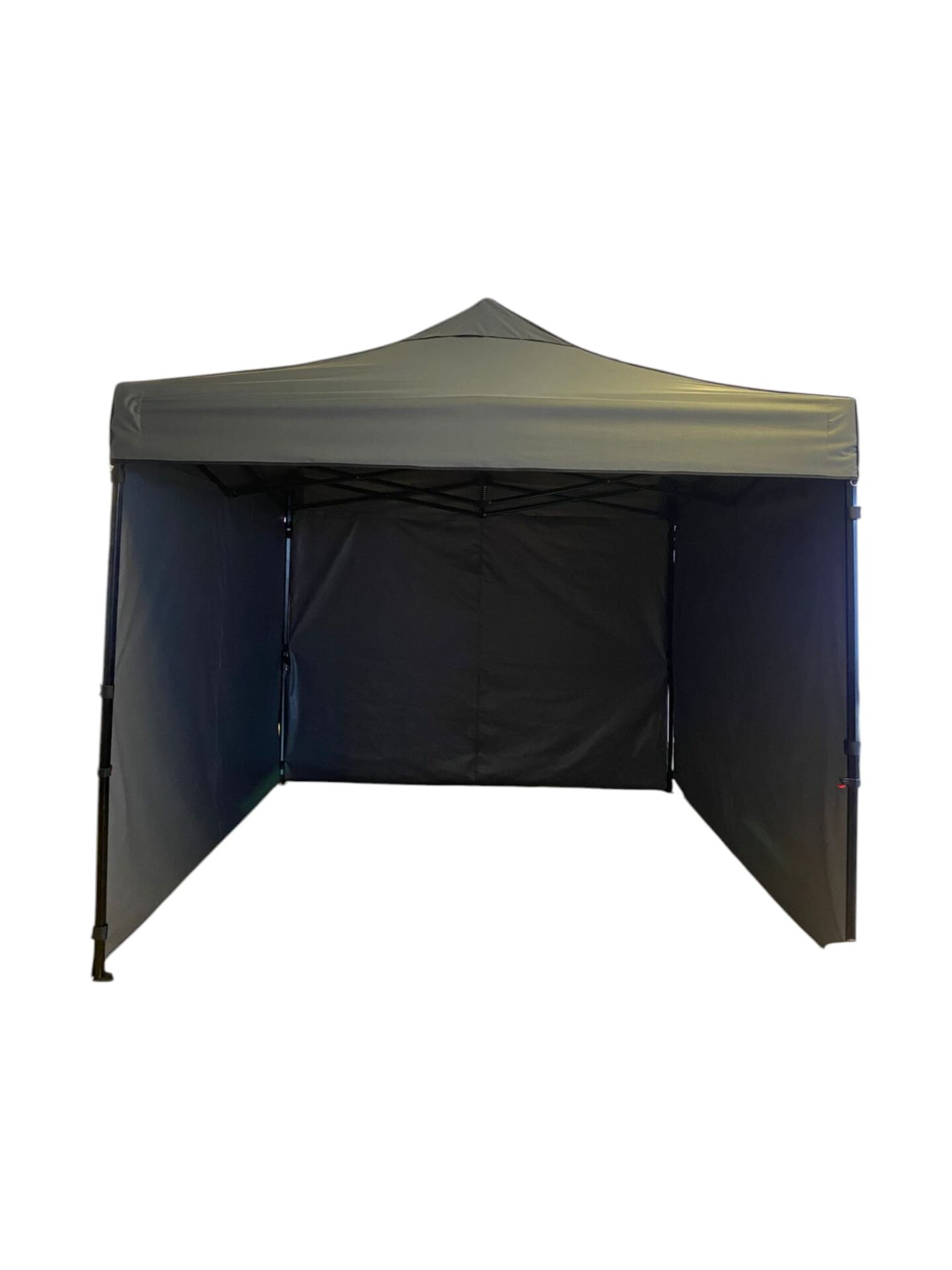 Gazebo Çadır 3x3 m. 40 mm Siyah Çelik İskelet (3 Duvarlı - Gri)