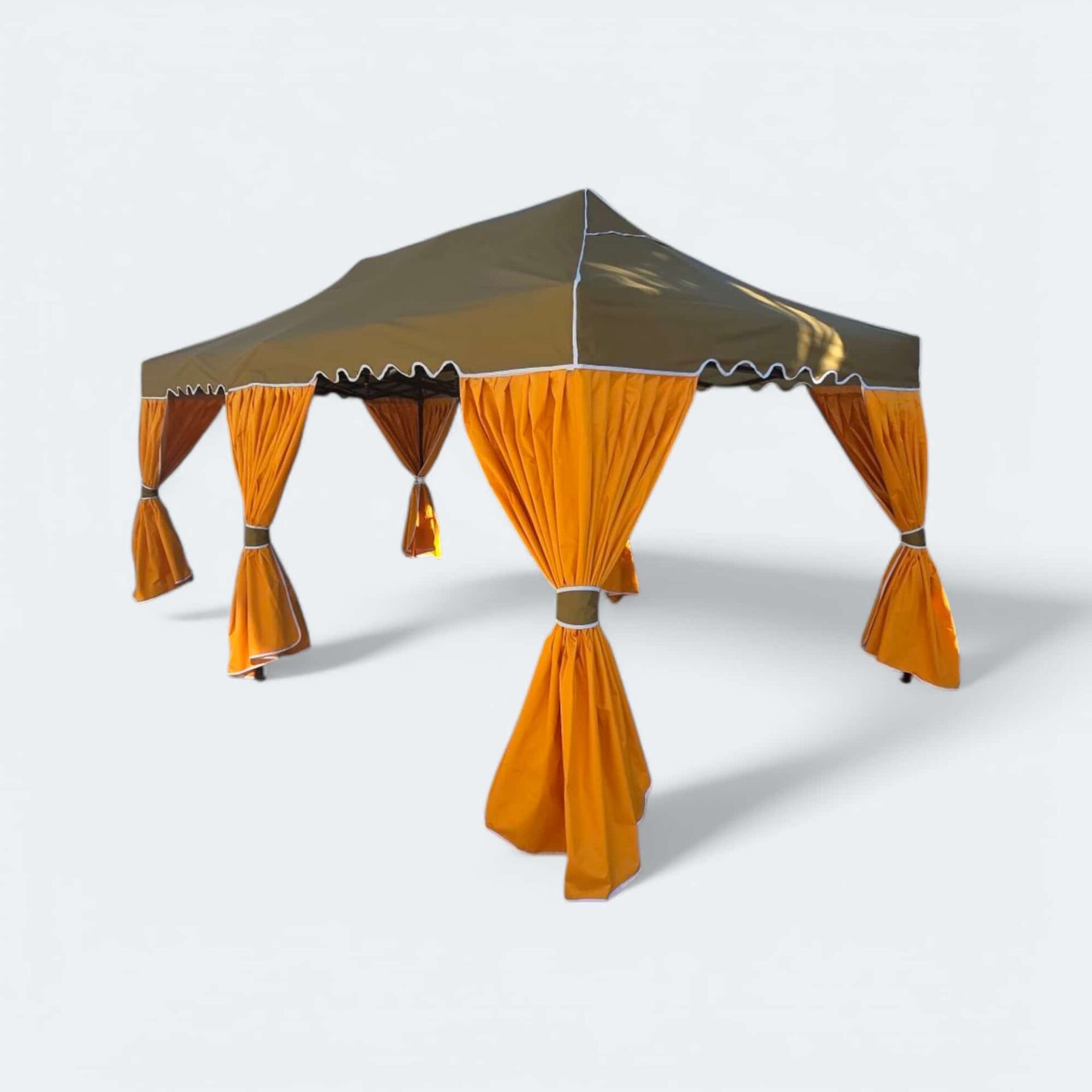 Bahçe Çadırı 3x6 m. (Haki - Turuncu - 40 mm Siyah Çelik)