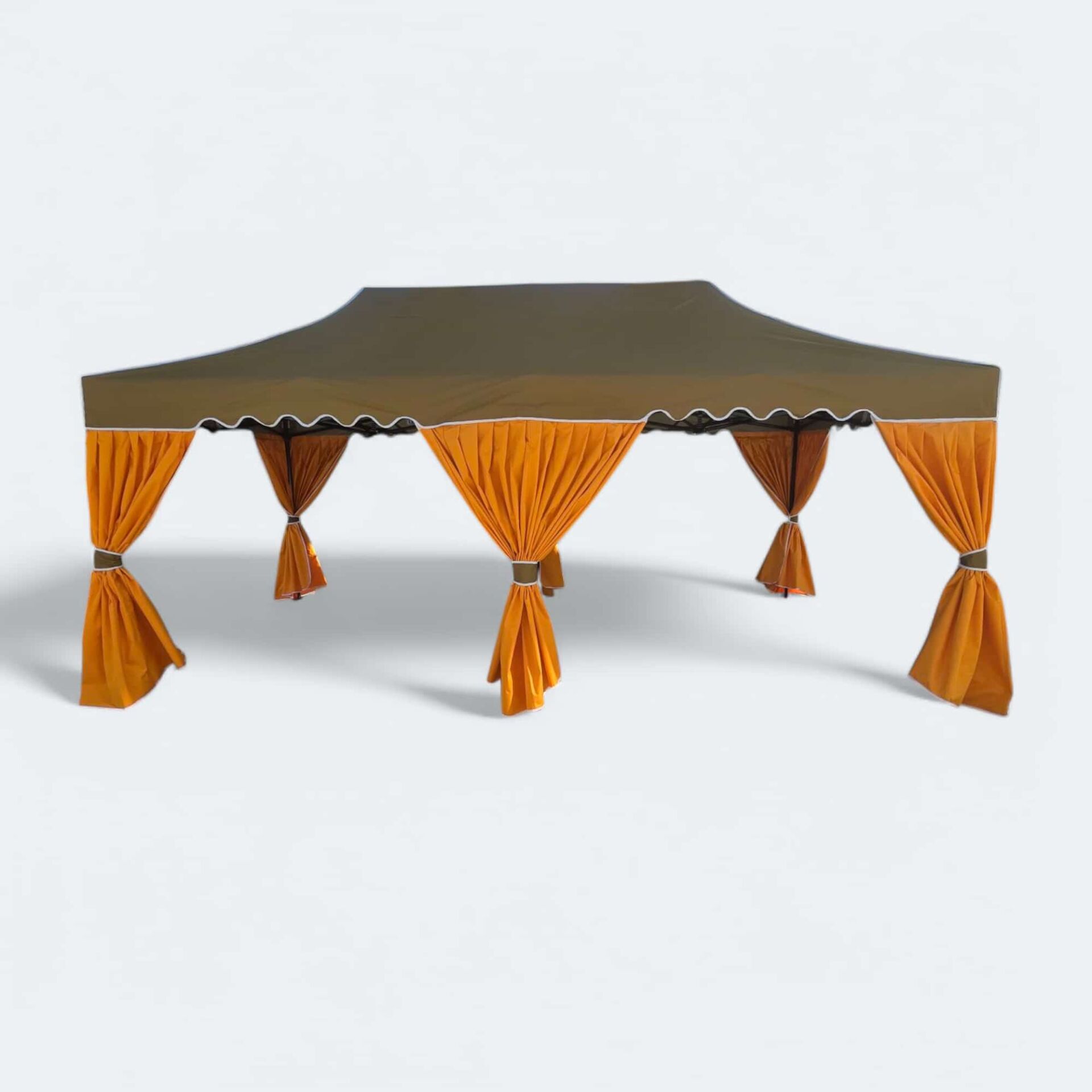Bahçe Çadırı 3x6 m. (Haki - Turuncu - 40 mm Siyah Çelik)