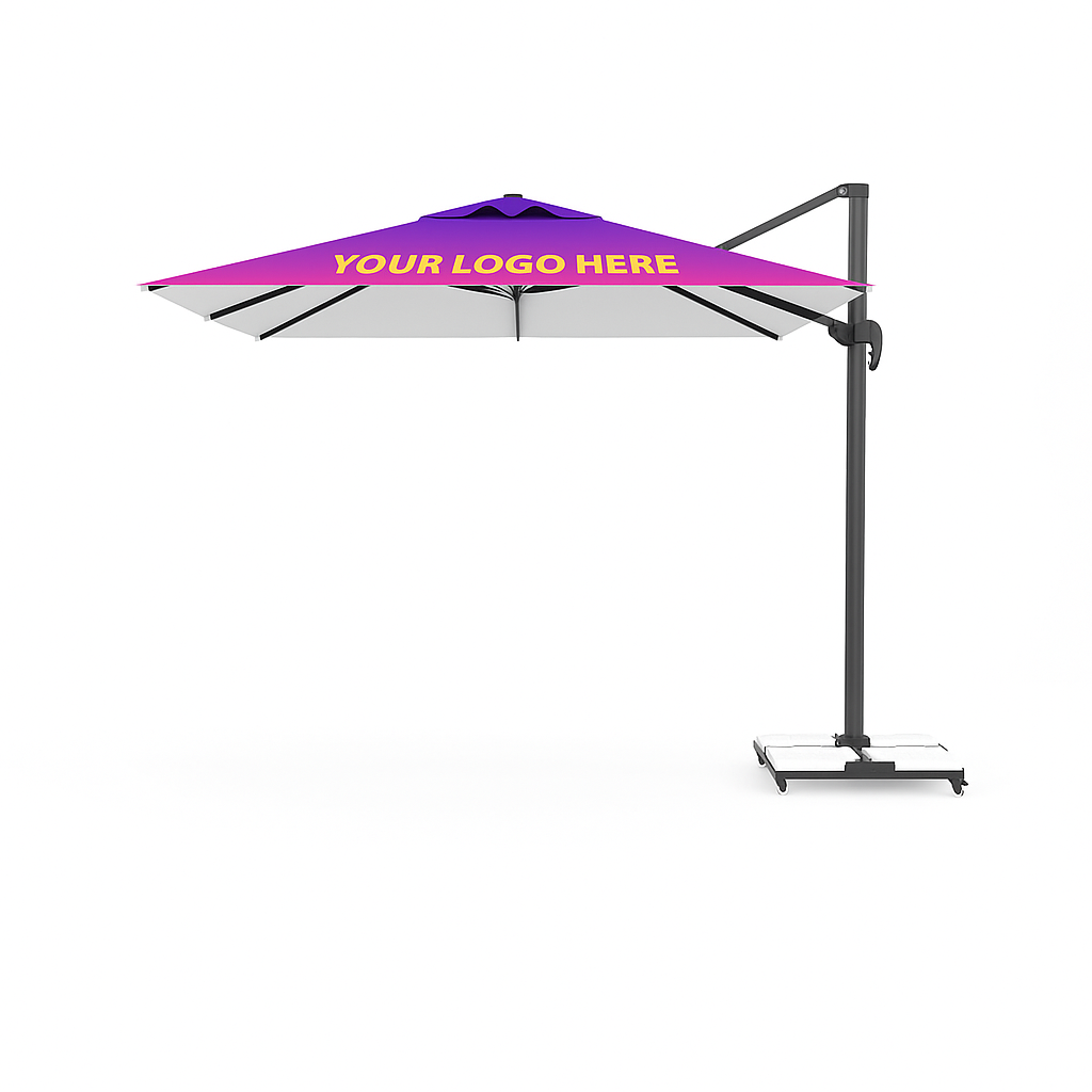 Özel Baskılı Milano Yandan Gövdeli Şemsiye 3×3 m.