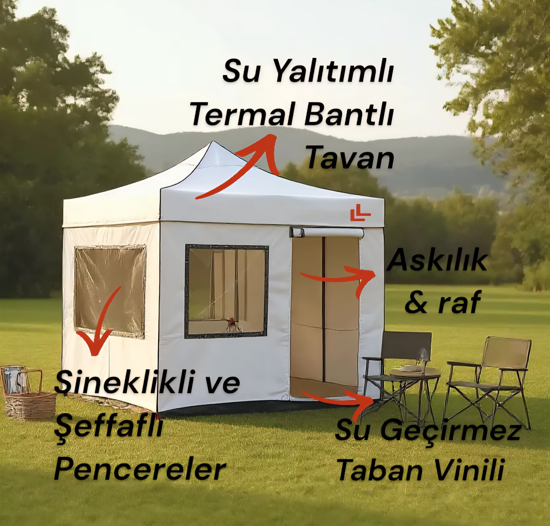 Campera Kamp Çadırı 3x3 m. (Premium Donanım)