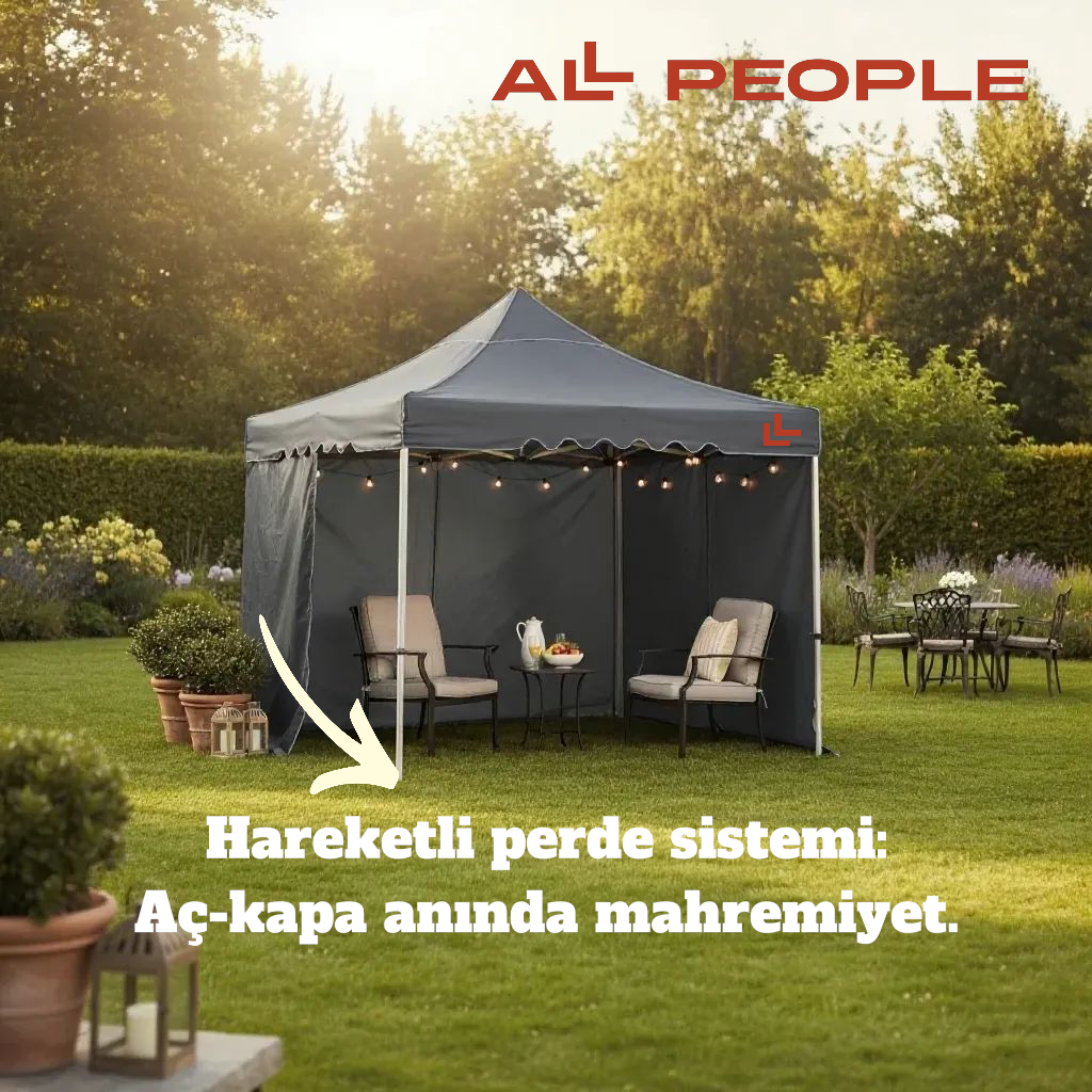 Bahçe Çadırı 3x3 m. Hareketli Perdeli